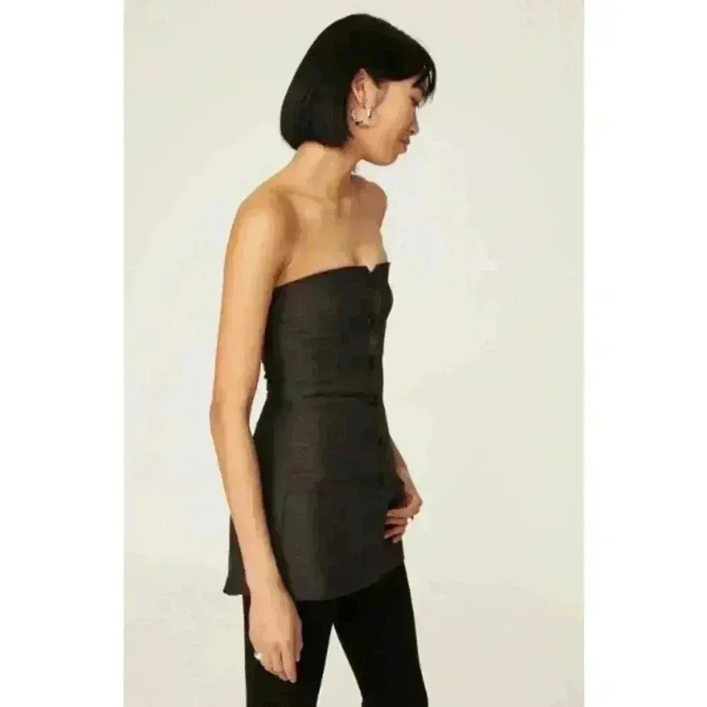 Philosophy di Lorenzo Serafini Tuxedo Aline Strapless Top Grey Women's US Size 8 - Picture 2 of 13